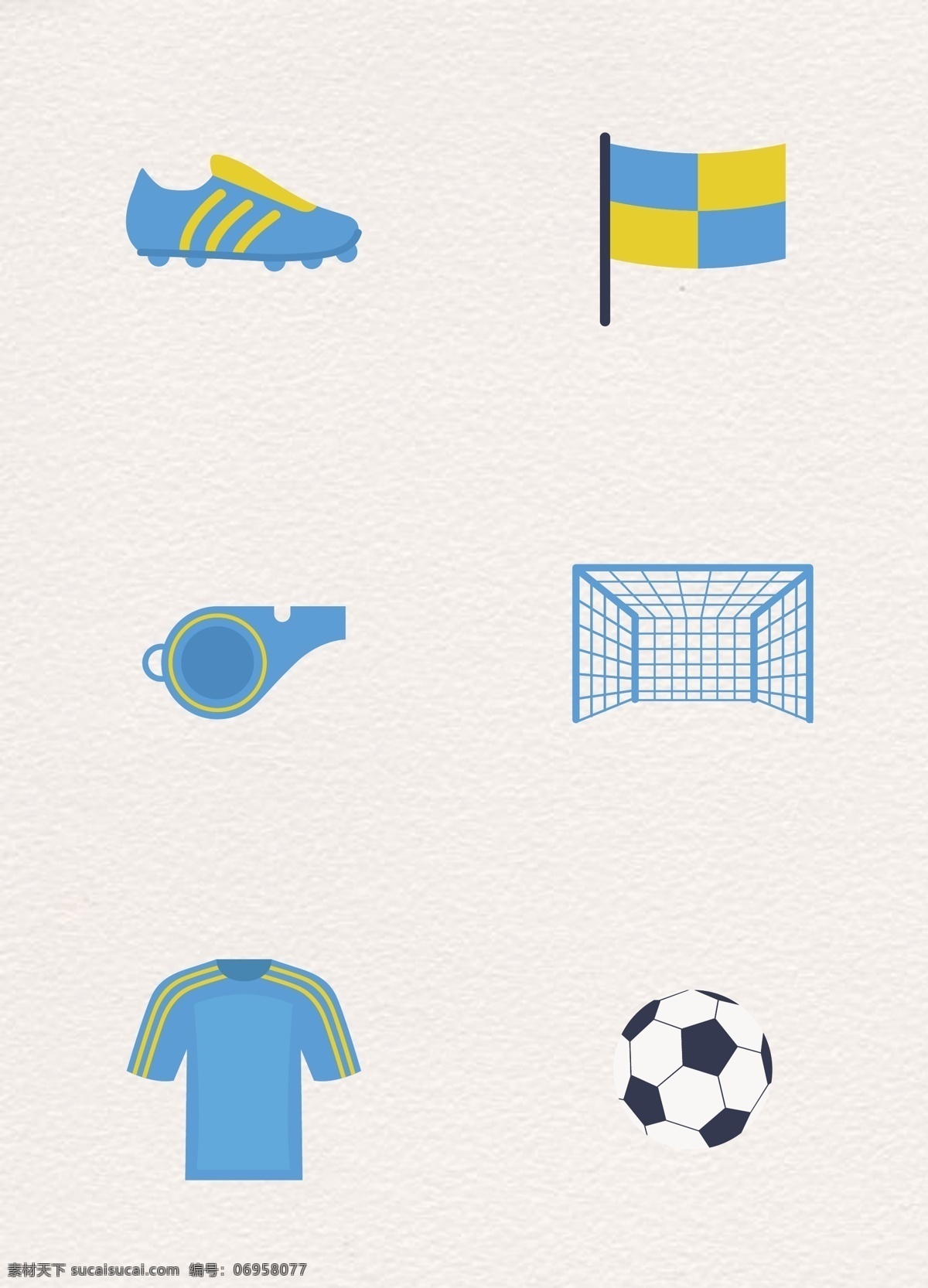 蓝色 系 扁平化 足球比赛 图标 卡通 旗子 足球 蓝色系 卡通足球素材 防滑鞋 哨子 球门 球衣 卡通足球