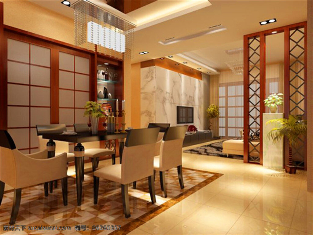 黄色 时尚餐厅 中式 餐厅 模型 3d模型 餐厅模型 桌椅组合