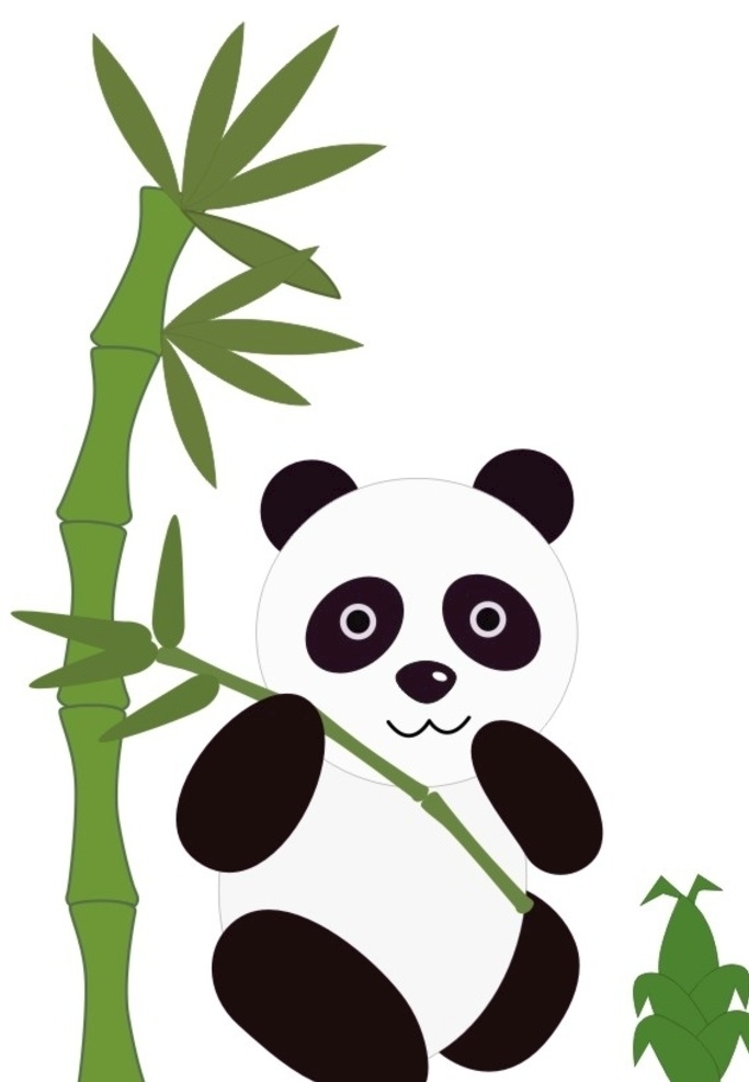 大熊猫 国宝 吃竹子 矢量 矢量熊猫 竹子 竹笋 卡通熊猫 简笔画 儿童画 卡通素材 卡通