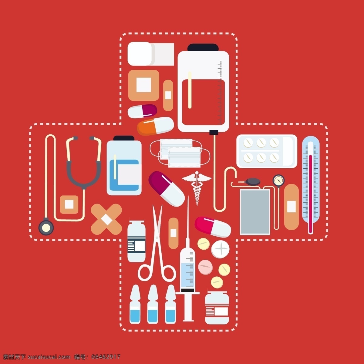 医学 工具 矢量 图标 背景 剪刀 针筒 听诊器 药 药物 药丸 医学设备 医务 矢量背景 医生