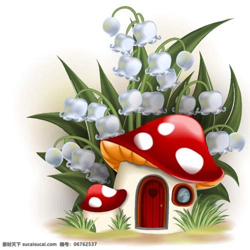 童话 世界 卡通 矢量图 可爱 素材免费下载 矢量 插画 童话世界 蘑菇房子 鲜花