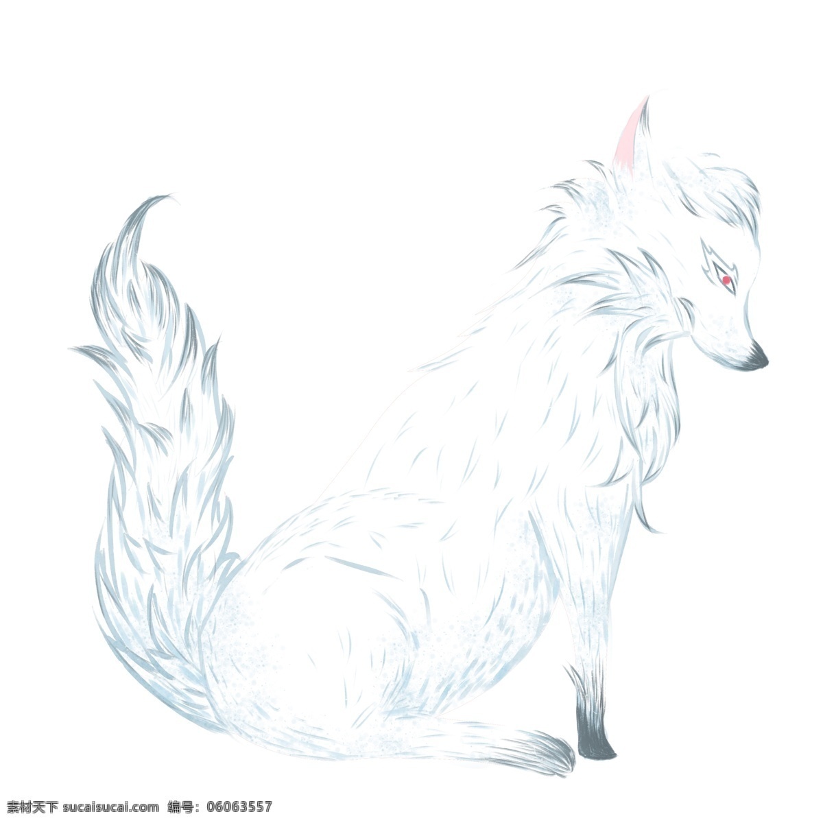 小 清新 匹 狼 卡通 商用 元素 简约 小清新 动物 白色 手绘