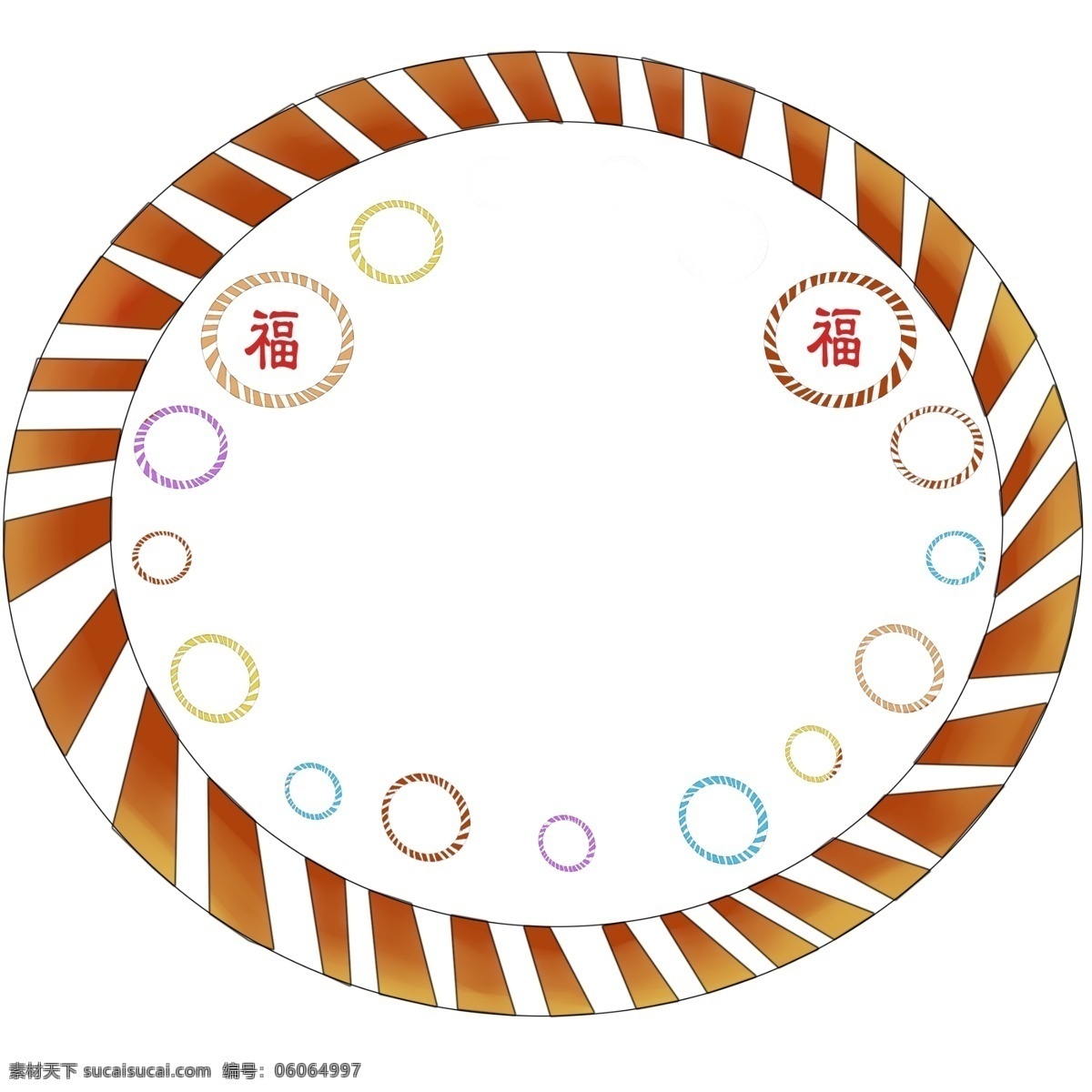 手绘 福字 新年 边框 插画 手绘边框 过年 椭圆边框 福字边框 新年边框插画 卡通边框 彩色边框 装饰边框