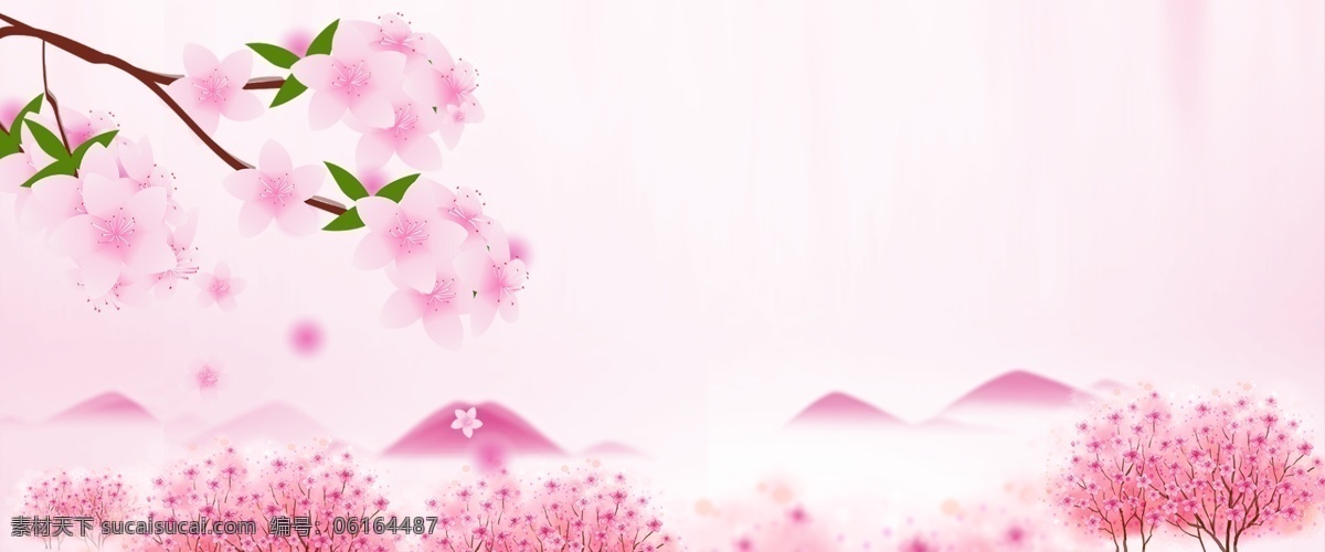 唯美 清新 桃花 背景 桃花节 春天 春季 春季上新 水彩 粉色 桃花矢量 中国风 树叶 植物