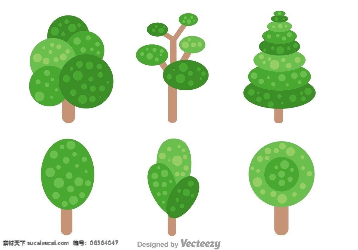 树木 设计图 彩色 绿色 矢量图 其他矢量图