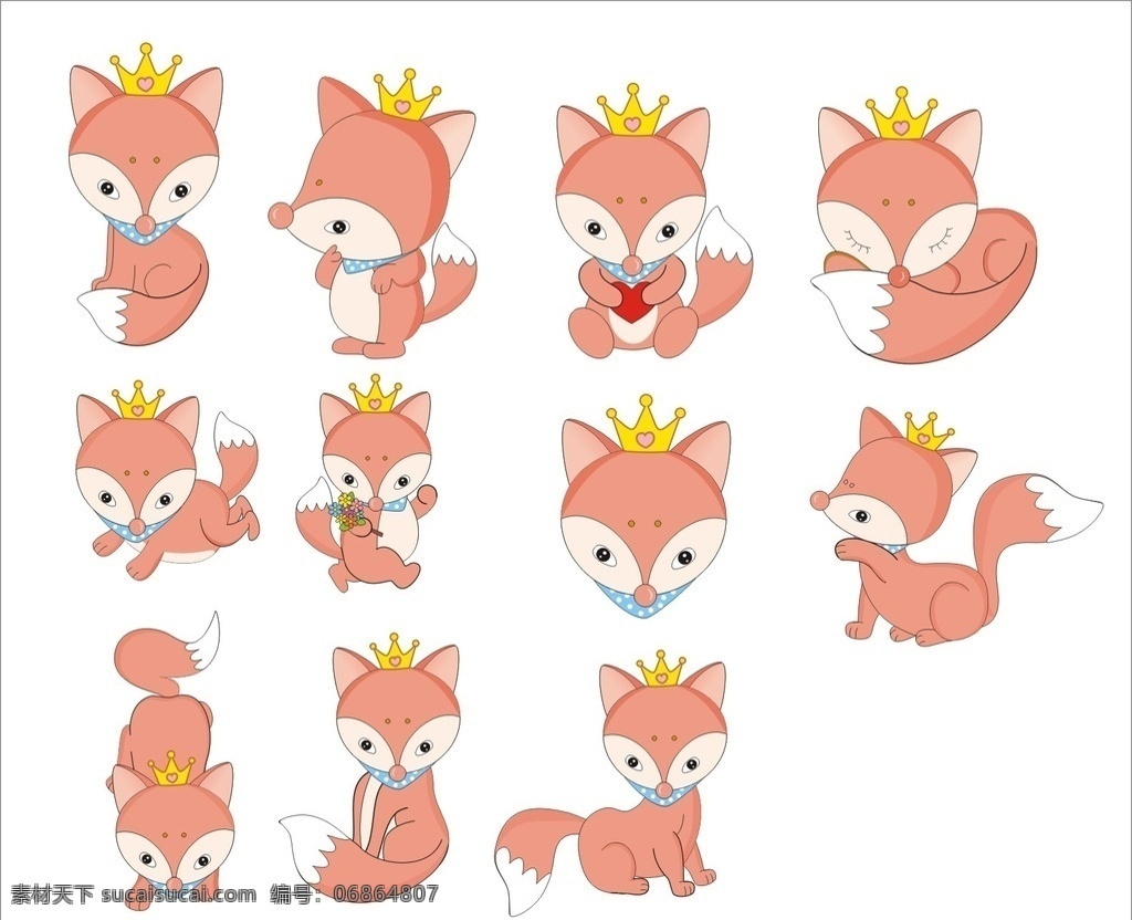 卡通公主狐狸 2016 新款 儿童 动漫公主狐狸 图案原创 贴纸素材 饰品图案 动漫动画 动漫人物
