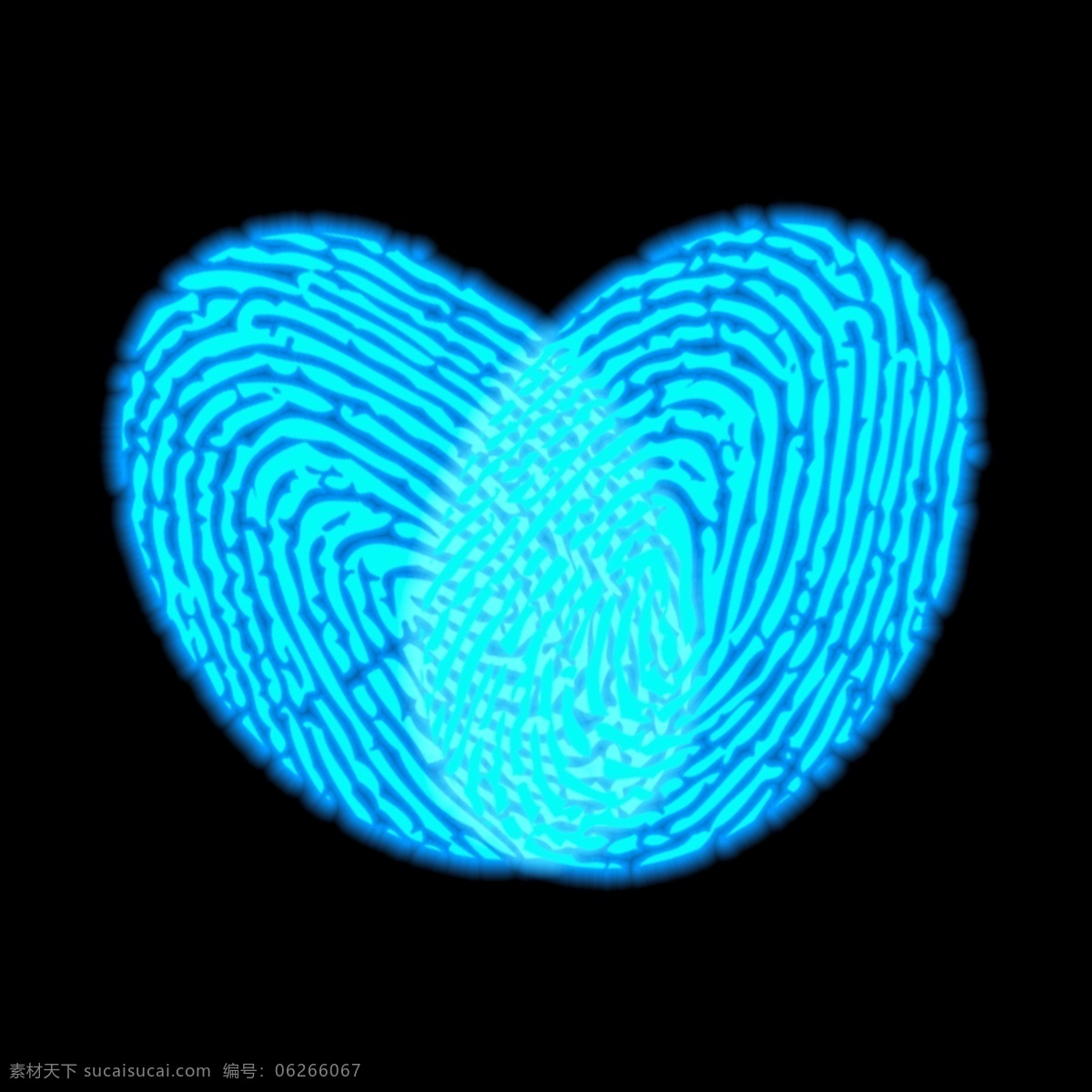 科技 指纹 装饰 蓝色 发光 炫 酷 元素 爱心 炫酷
