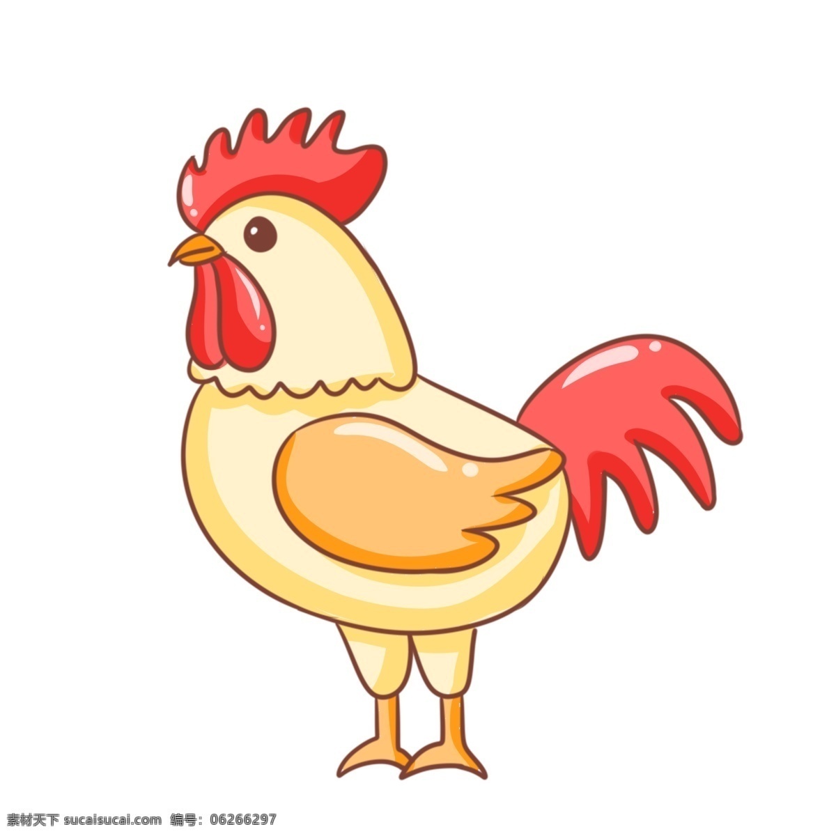 黄色 家禽 小鸡 插画 手绘家禽小鸡 卡通家禽小鸡 家禽小鸡装饰 家禽小鸡插画 红色的鸡冠