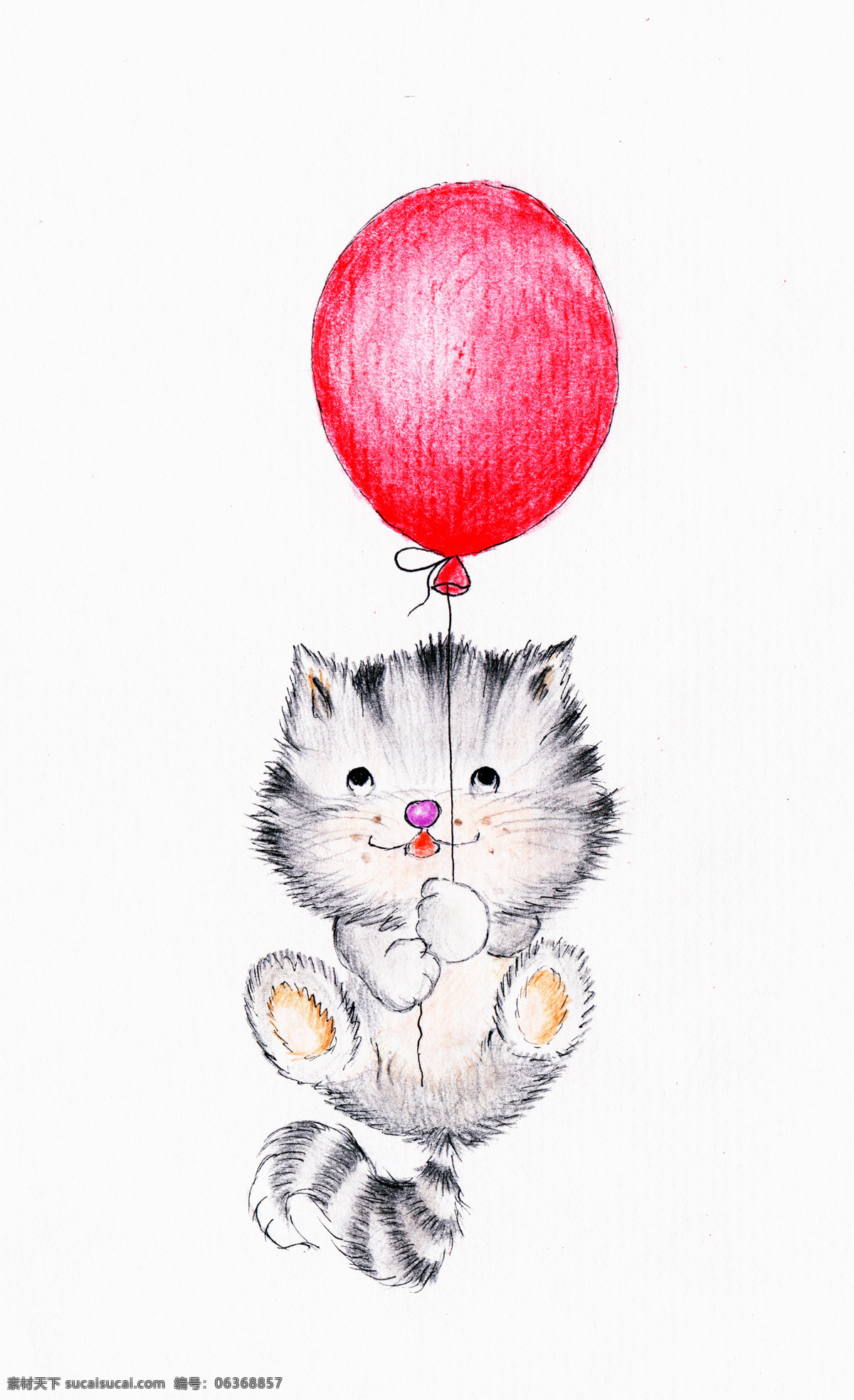 气球 猫咪 小猫插画 小猫插图 可爱小猫 动物插画 动物漫画 其他类别 生活百科 白色