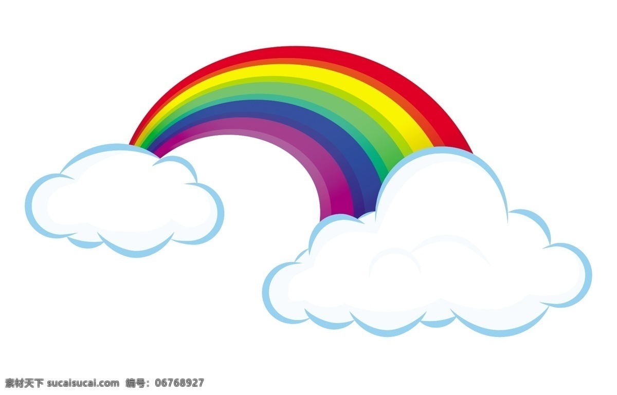 卡通彩虹 卡通云朵 两片云朵 卡通彩虹云朵 漂亮彩虹 不干胶贴 异形标志 写真