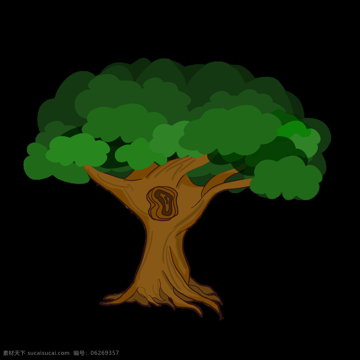树木 大树 插画 卡通 清新 海报 png格式