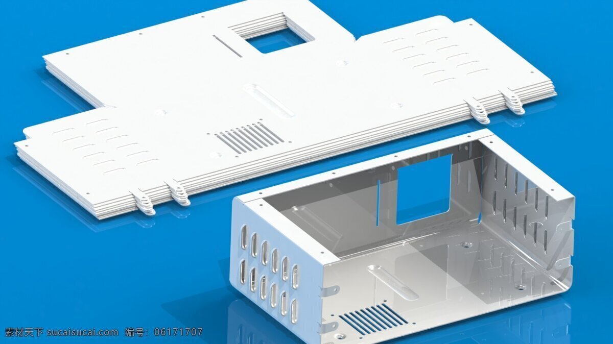 14x8x5 金属 板 外壳 百叶窗 标签 钢板 盒 箱 肋骨 通风 3d模型素材 建筑模型