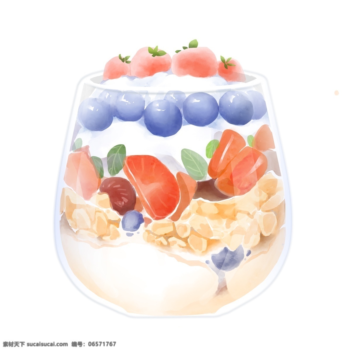 原创 手绘 水彩 水果 甜点 插画 装饰 图案 点心 装饰素材 ps 装饰图案