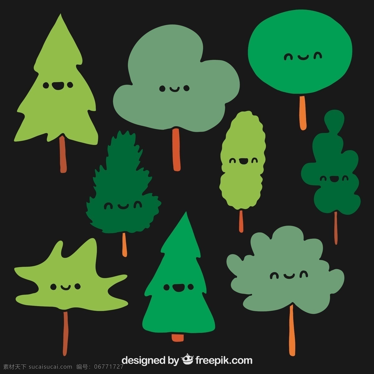 卡通 表情 树木 植物 矢量图 格式 矢量 高清图片