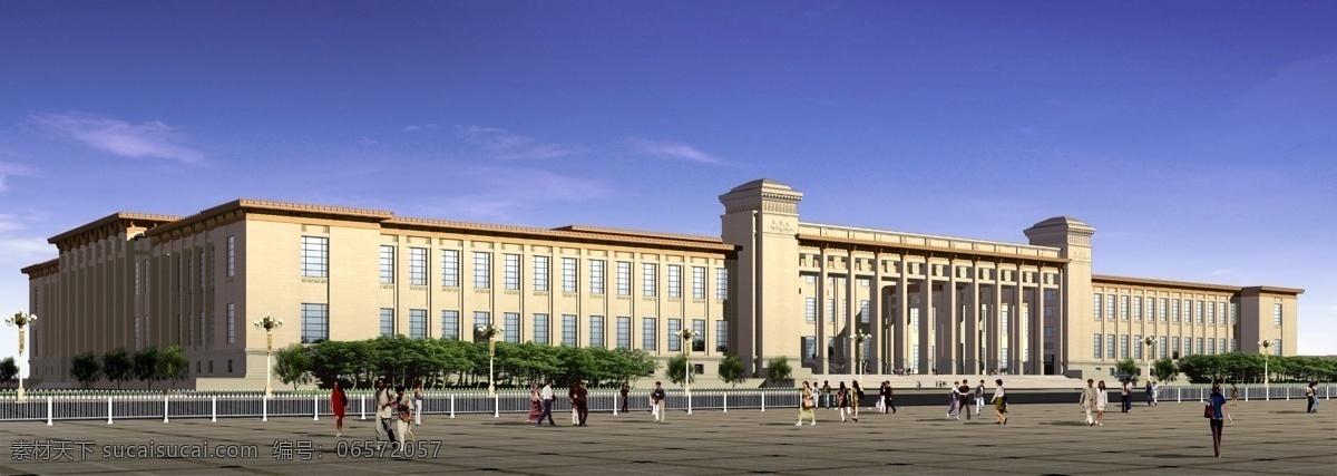 政府 大楼 建筑设计 人物 广场 树木 草地 房屋 建筑物 蓝天 白云 环境设计 蓝色