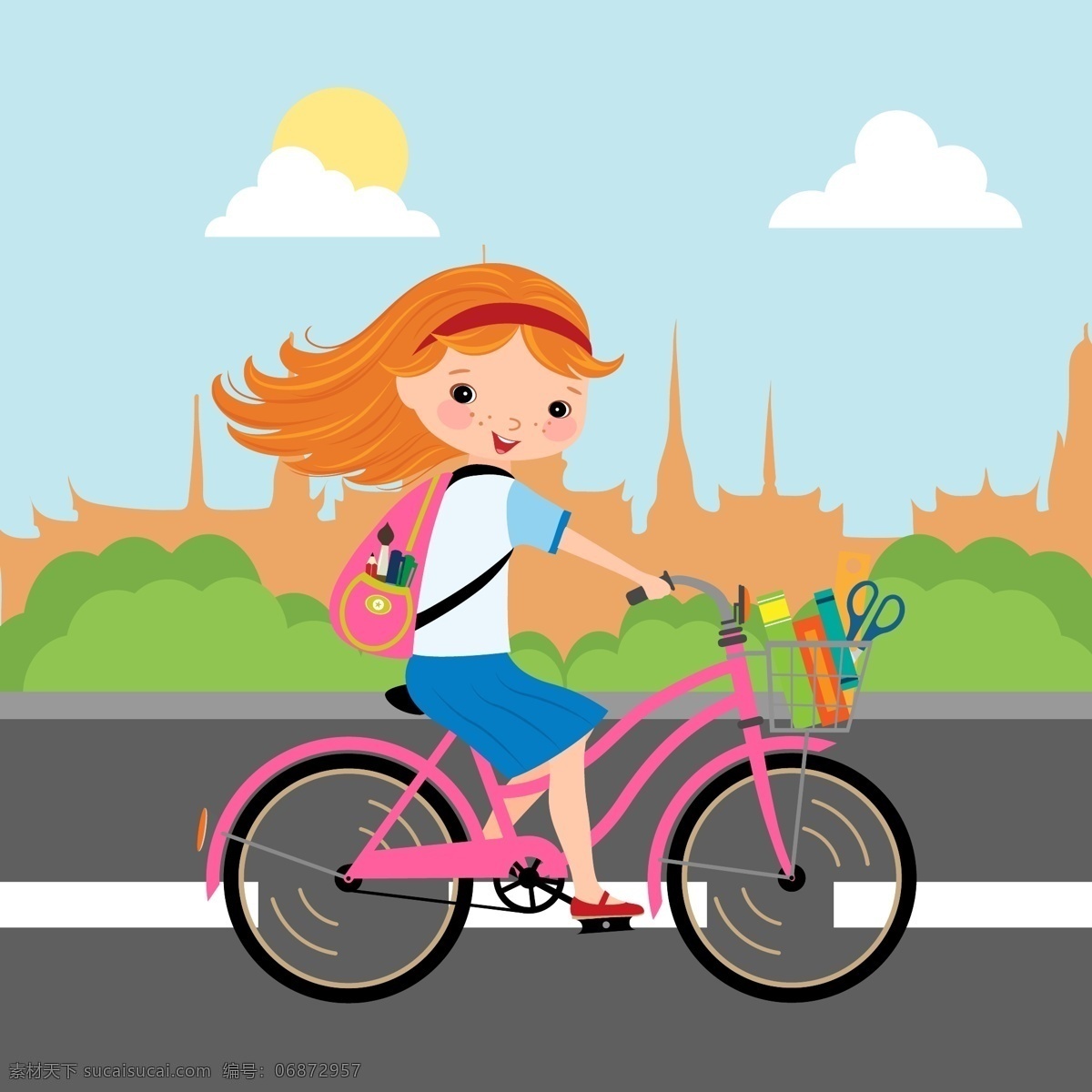 学生 解剖 瞳孔 未成年人 小学生 瞳 函数 光 出 射 骑 自行车 粉红色 女性
