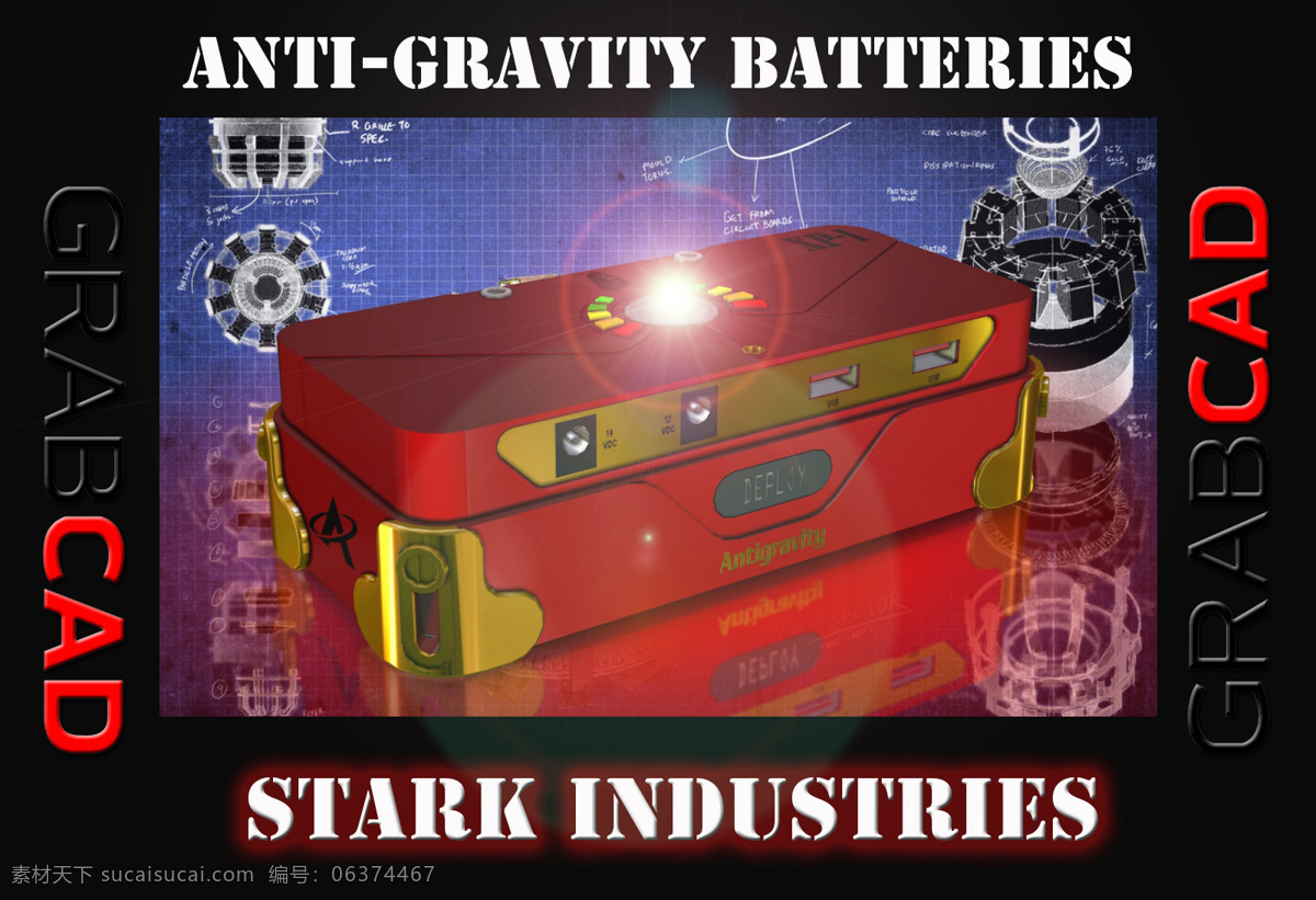反 重力 电池 斯塔克 工业 batterycase 3d模型素材 其他3d模型