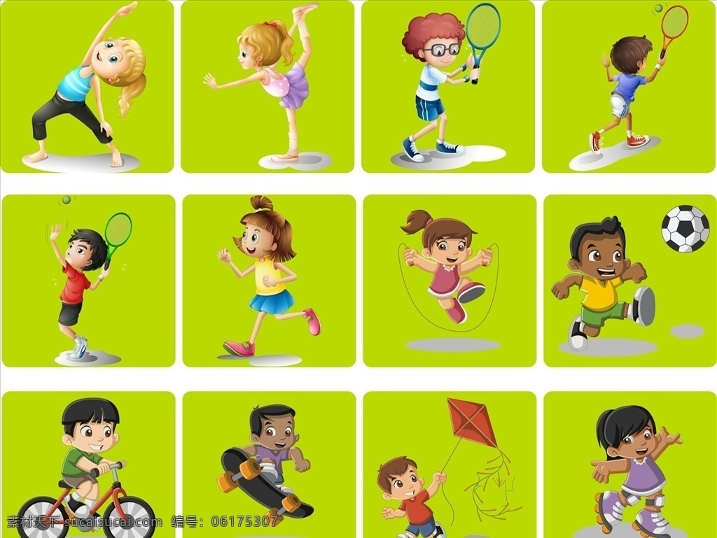 幼儿园运动 卡通运动 健身 运动图案 户外活动
