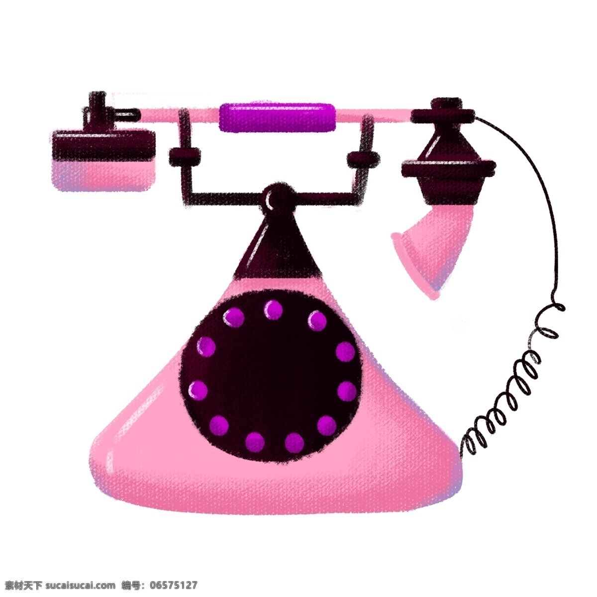 粉色 复古 电话 插画 复古电话 粉色的电话 卡通的电话 手绘电话 电话装饰 电话插画 漂亮的电话