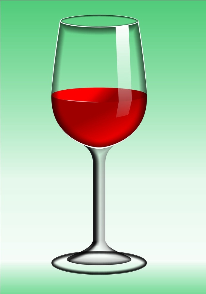 一杯红酒 高脚杯 红酒 透明玻璃杯 渐变高光 其他设计 矢量