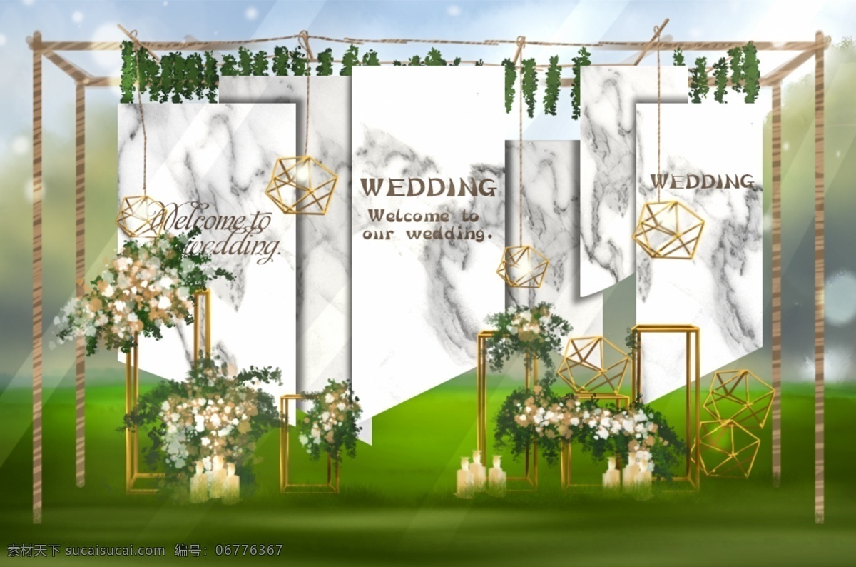 森 系 大理石 几何 形状 垂 吊 婚礼 效果图 几何形状 层次感 婚礼效果图 森系 syjpx
