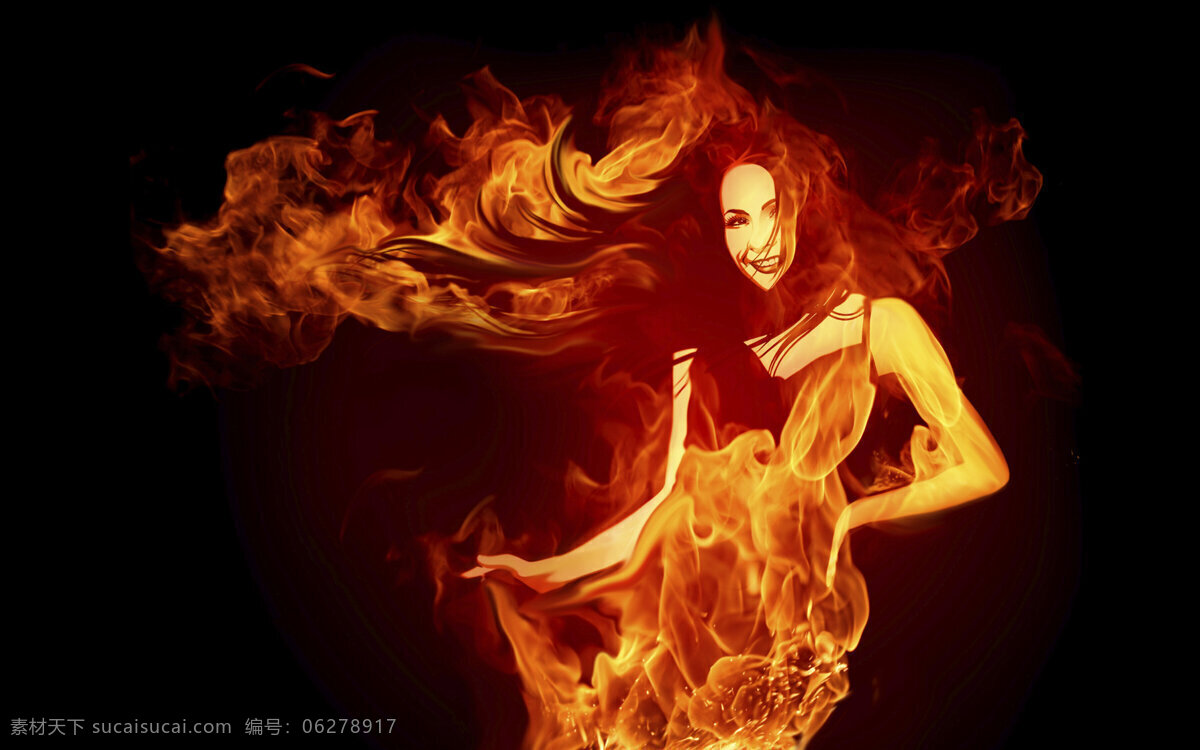 火焰 舞女 美女 图案 文化艺术