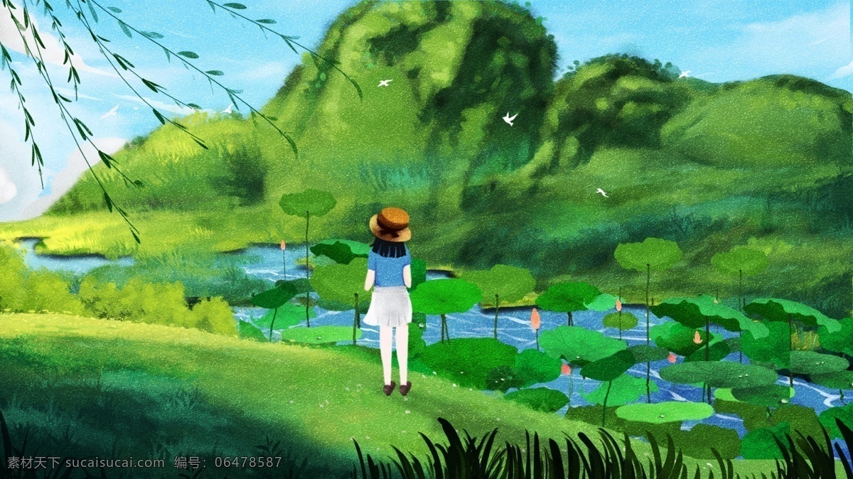 清新 二十四节气 夏天 夏至 插画 人物插画 中国风 手绘插画 卡通 立夏 夏季 夏日 小满 唯美 大暑 节气插画 插画海报 微信配图 插画设计 插画背景 盛夏 夏至插画 钓鱼 鲤鱼 渔夫 夏天垂钓
