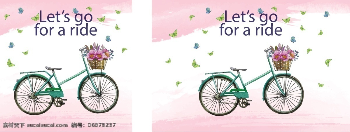 水彩 背景 自行车 花卉 卡通 花朵 浪漫 水彩背景 彩色