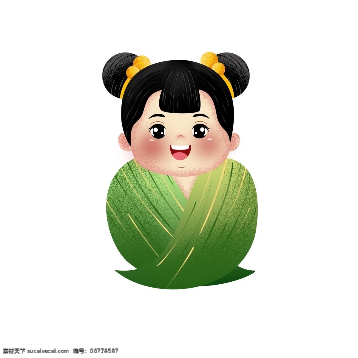 创意 可爱 粽子 女孩 彩绘 端午节 五月初五 传统节日 插画