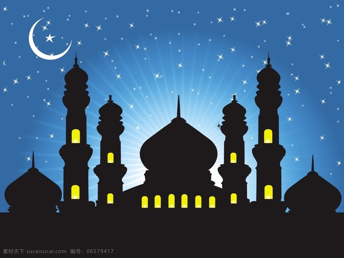 月亮 星星 夜空 abstract background mosques with moon and stars twinkle islamic series 黑色