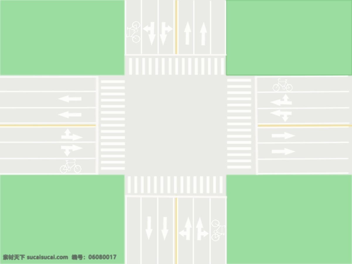 十字路口 平面图 交通路口图 路口设计图 红绿灯路口图 指示图 路标图 现代科技 交通工具