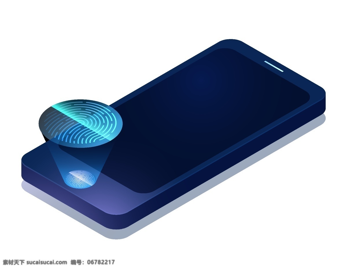 卡通 手机 指纹 元素 蓝色手机 智能机 矢量元素 手绘 指纹解锁 保密安全 ai元素