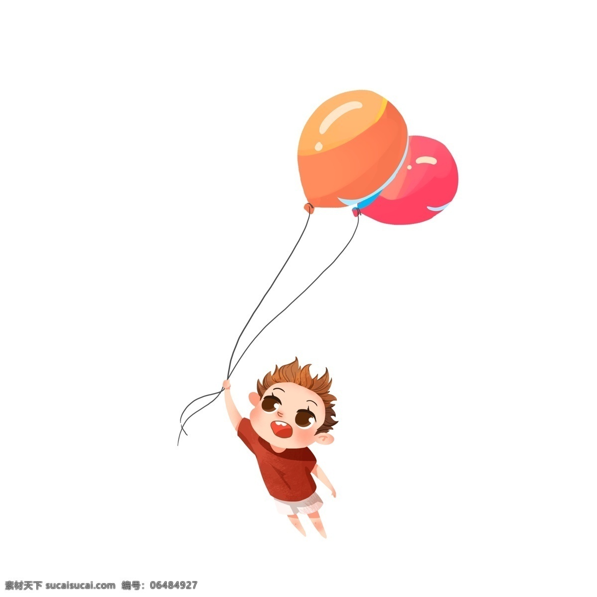 快乐 61 束 气球 小 男孩 卡通 快乐六一 插画 儿童 节日