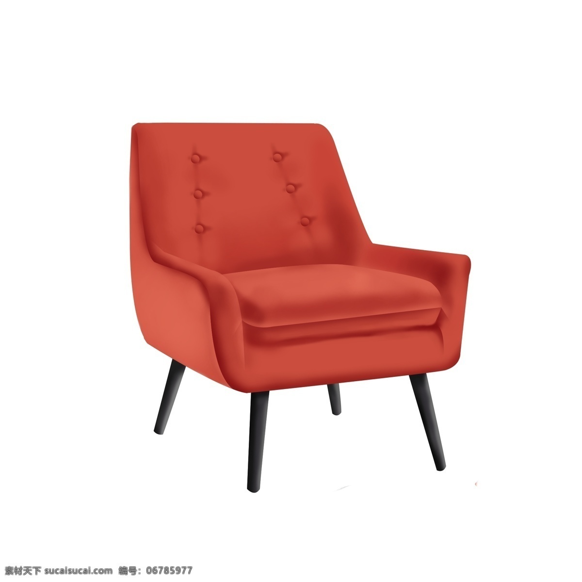 手绘 家具 沙发椅 红色 设计元素 客厅 家居 家具元素 手绘元素