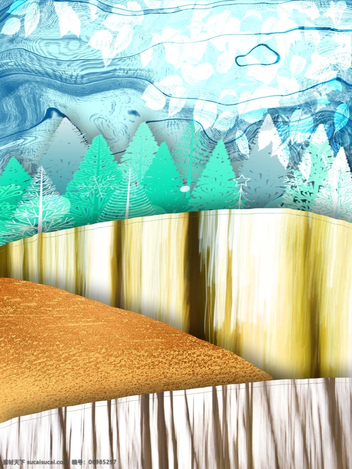简约 抽象 山石 客厅 装饰画 蓝色抽象背景 抽象山 客厅装饰画 一联画 淡色松树