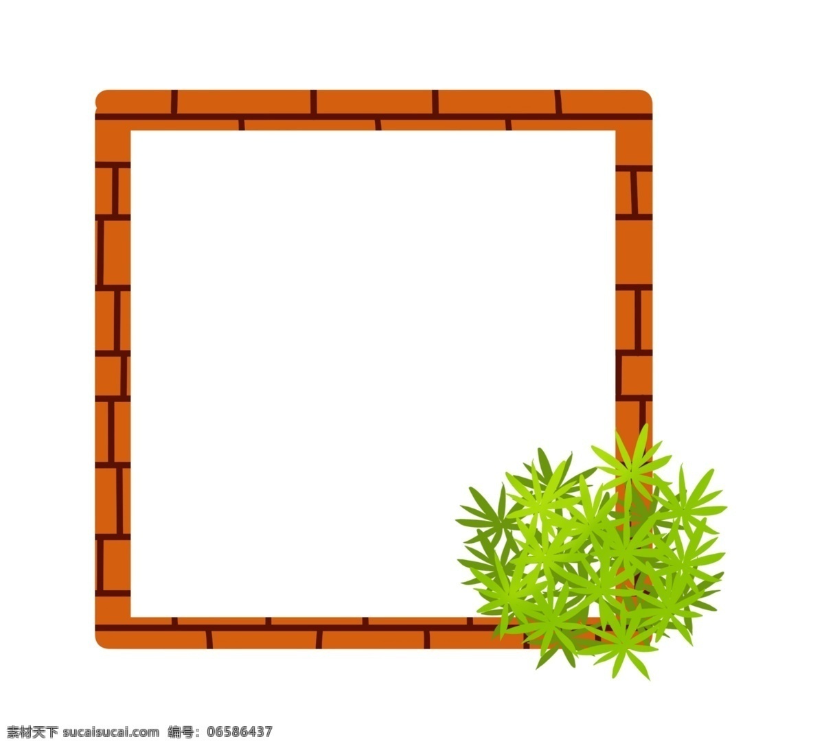 绿色植物 边框 插画 植物边框 创意边框 橙色边框 边框插图 可爱边框