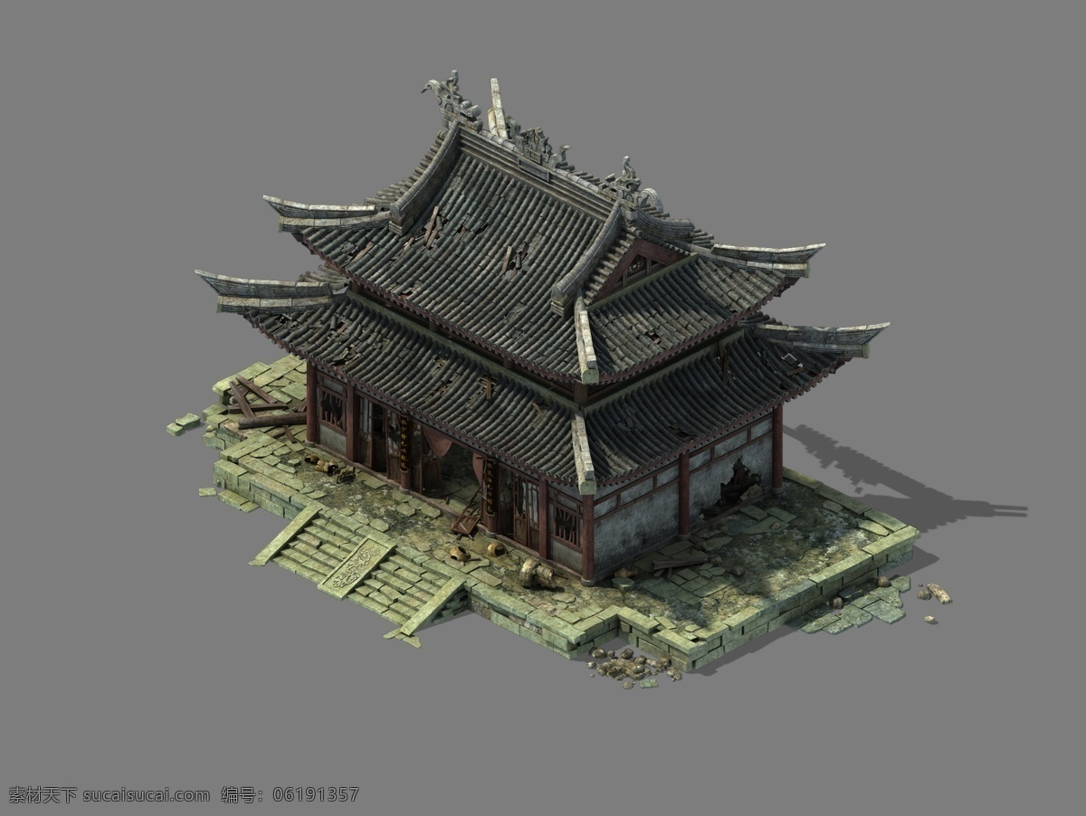古风 游戏 2d 原 画 破 庙 分层 原画 破庙 中国风 古建筑 游戏美术 风景