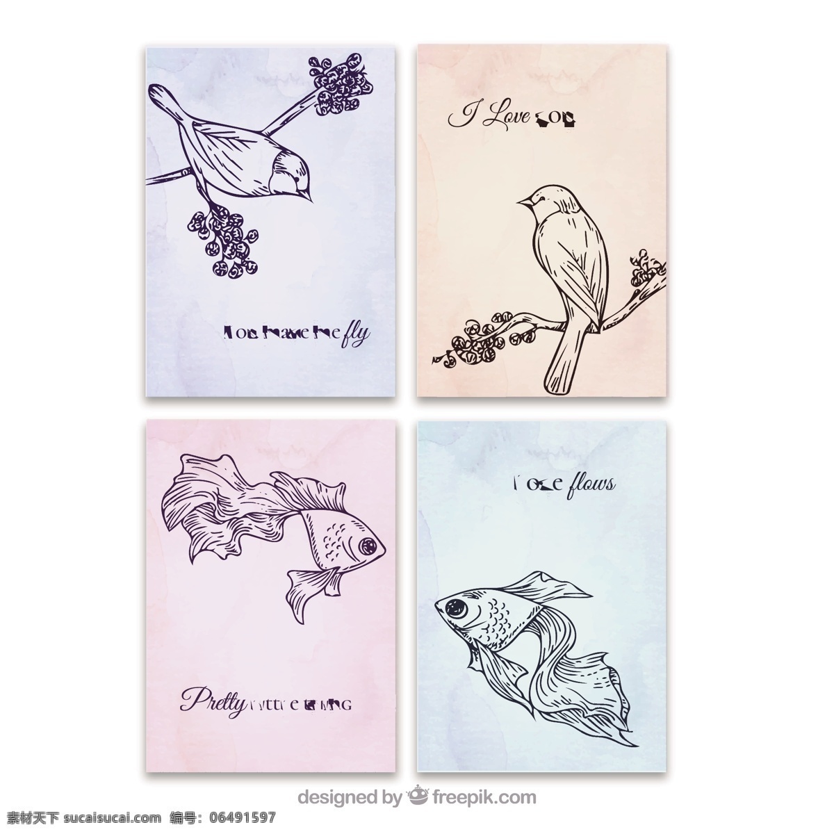 手 画 动物 爱 牌 集 心 卡片 手画 可爱 鸟类 庆典 情侣 爱鸟 庆祝 美丽 可爱的动物 浪漫 轮廓 集合 爱对 白色