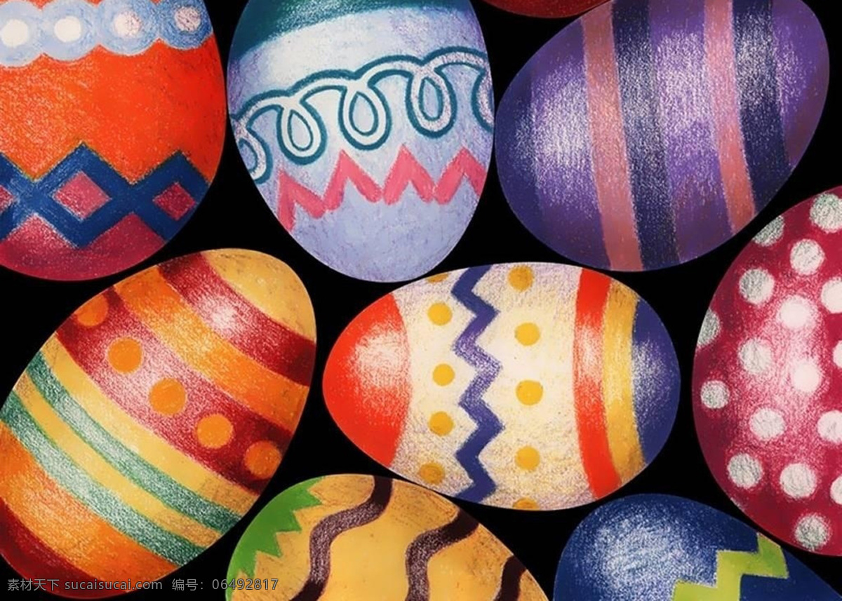 漂亮的彩蛋 可爱 五颜六色 花纹 绘画 涂彩