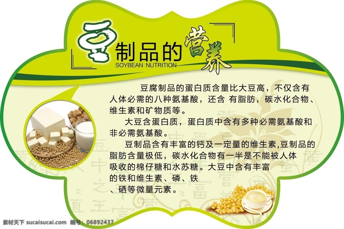 豆制品 营养 绿色 展板 背景图片 绿色背景 绿色花边 形状 造形 营养豆腐 背景造形