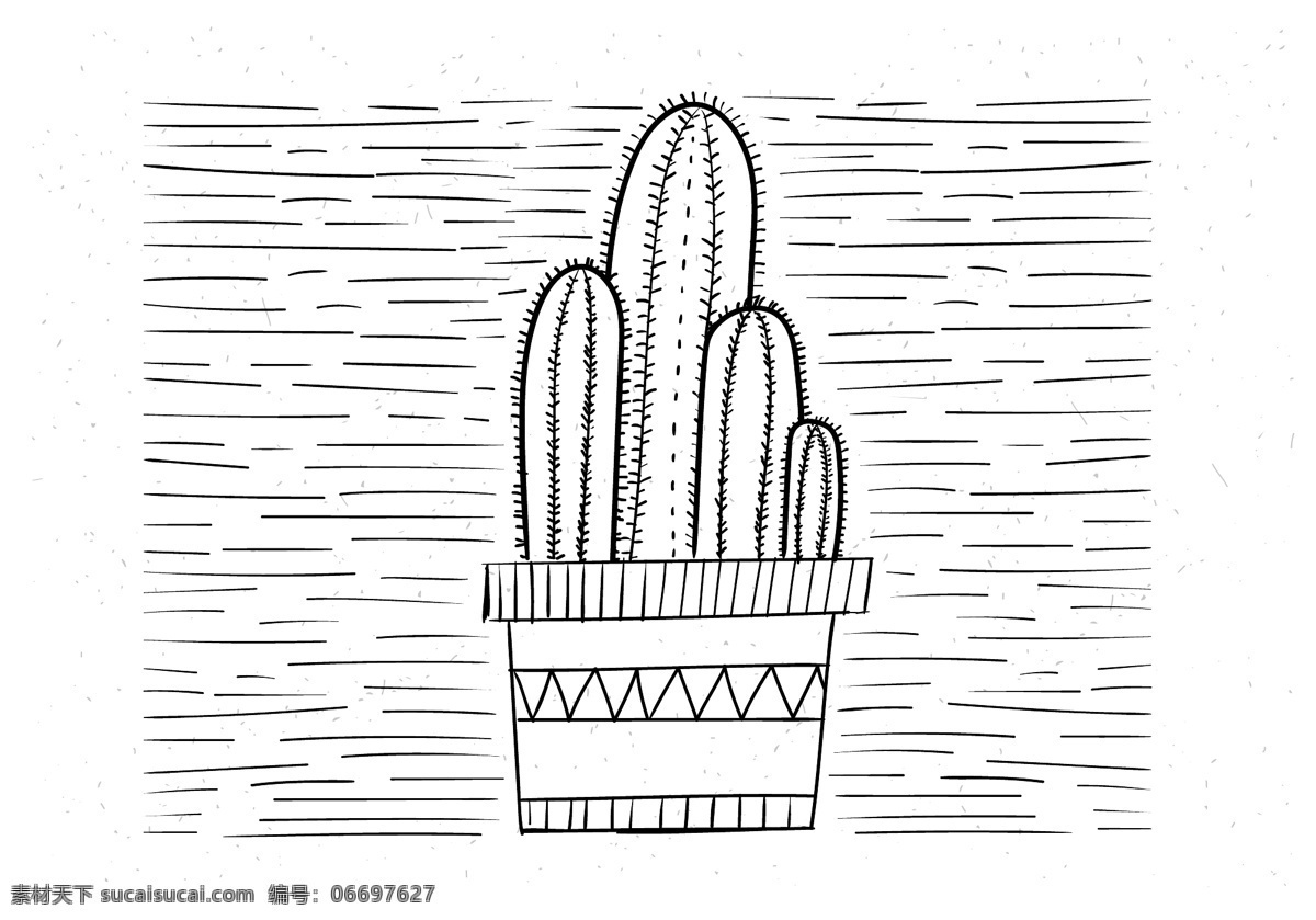 手绘 仙人掌 插画 仙人掌插画 手绘仙人掌 手绘植物 手绘盆栽 矢量素材