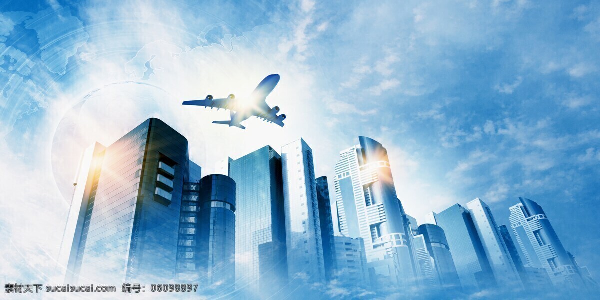 飞机 高楼 天空 飞翔 建筑物 飞机图片 现代科技