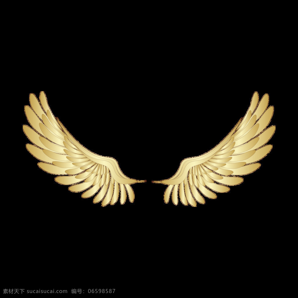 金色翅膀元素 抽象 金色 天使 翅膀 元素