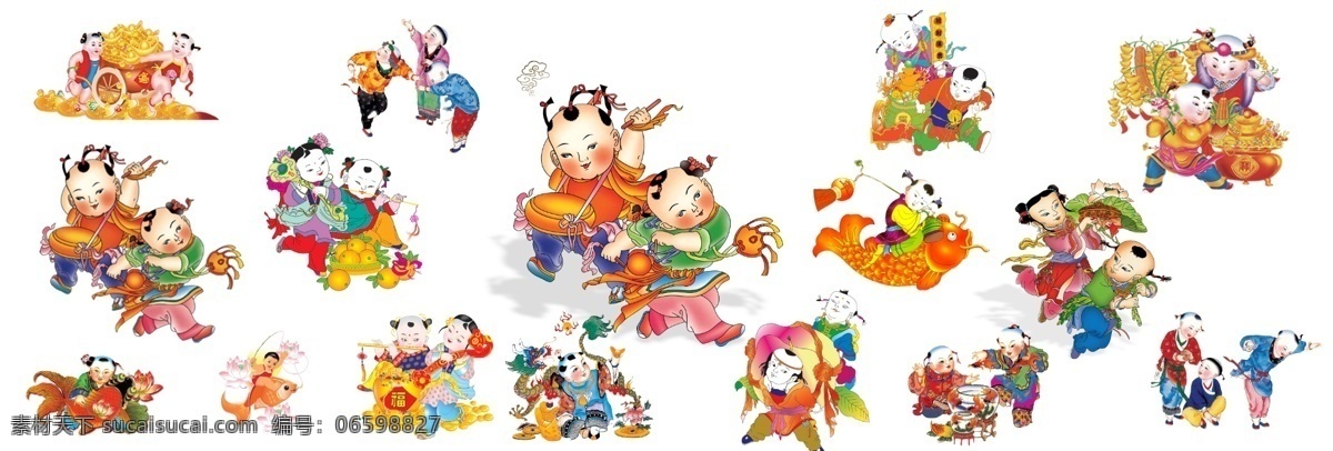中国古代 童子大全图 文化艺术 传统图案 富贵吉祥 古代童子 吉祥如意 年画 童子 娃娃 矢量 矢量图案 中国传统 分层