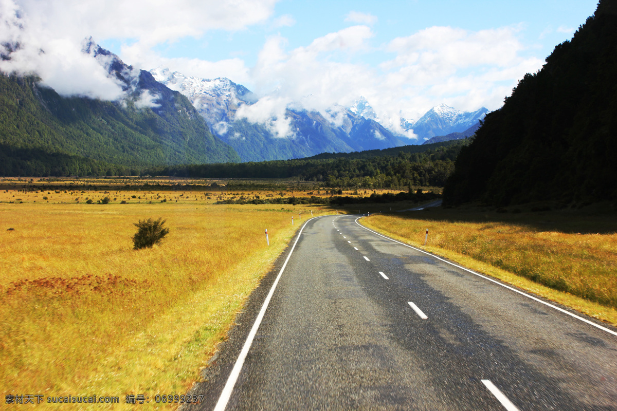新西兰 坎特伯雷 大 平原 南岛 雪山 公路 群山 新西兰风光 自然风景 自然景观