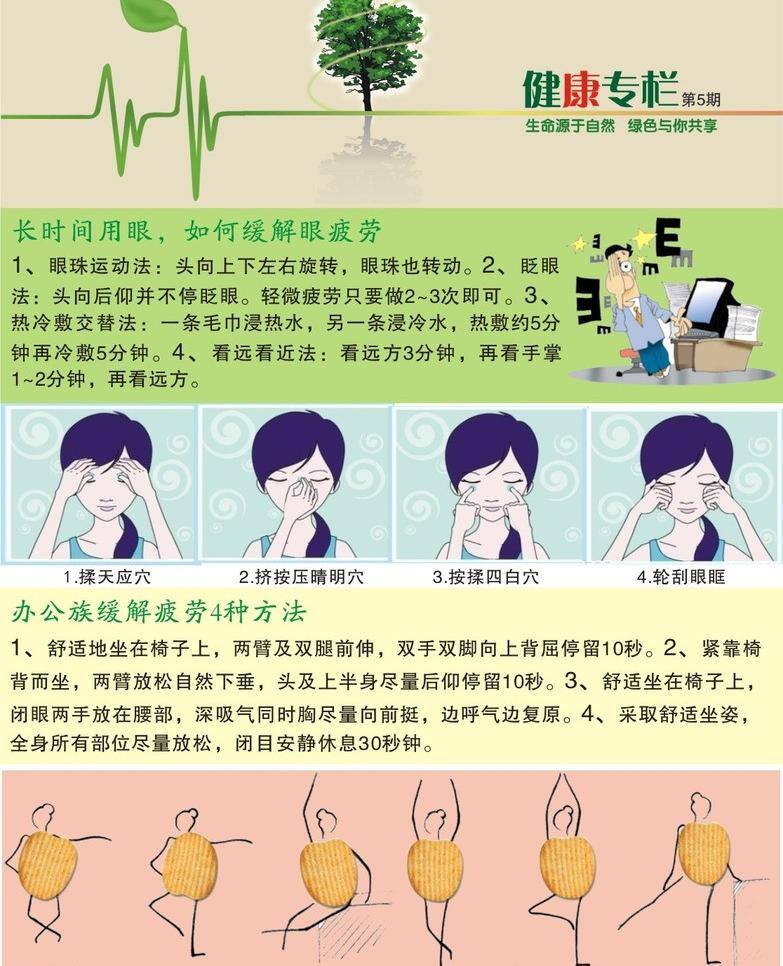 健康 专栏 健康宣传 健康专栏 生活百科 医疗保健 办公室保健 办公族保健 眼保健 健康专刊 矢量 海报 其他海报设计