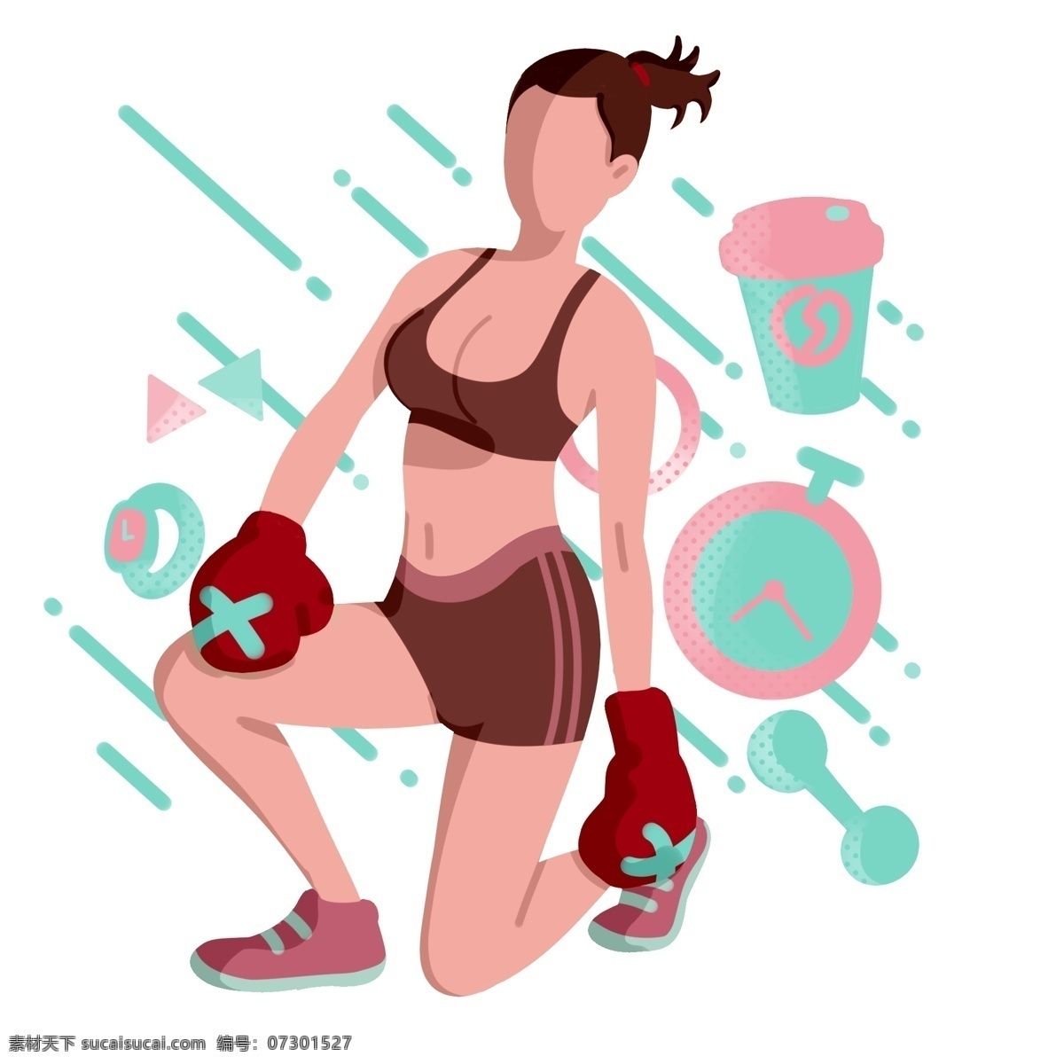 健身 运动 饮料 插画 健身的饮料 卡通插画 健身插画 运动插画 锻炼身体 强身健体 红色的手套