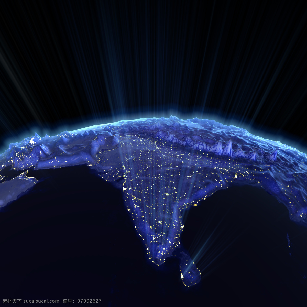 地球 上 散发 光芒 印度 散发光芒 大陆 宇宙太空 现代科技 地球图片 环境家居