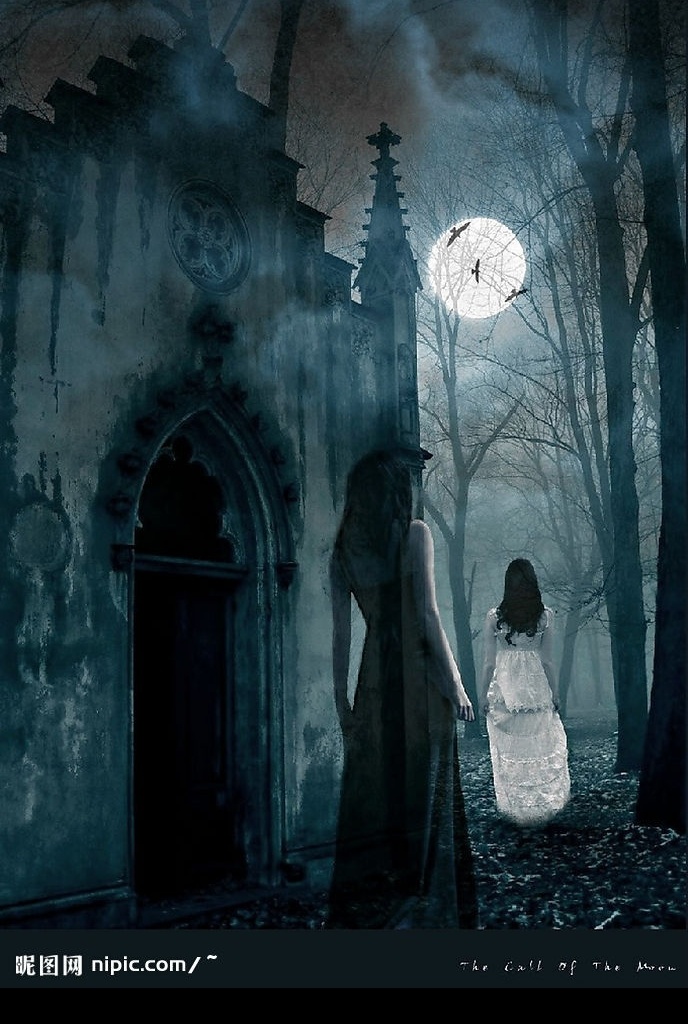 歌 特 月光 幻影 少女 歌特 黑森林 诡异 城堡 班驳 古老 吸血鬼 幽灵 传说 暗夜 魂 设计图库 300
