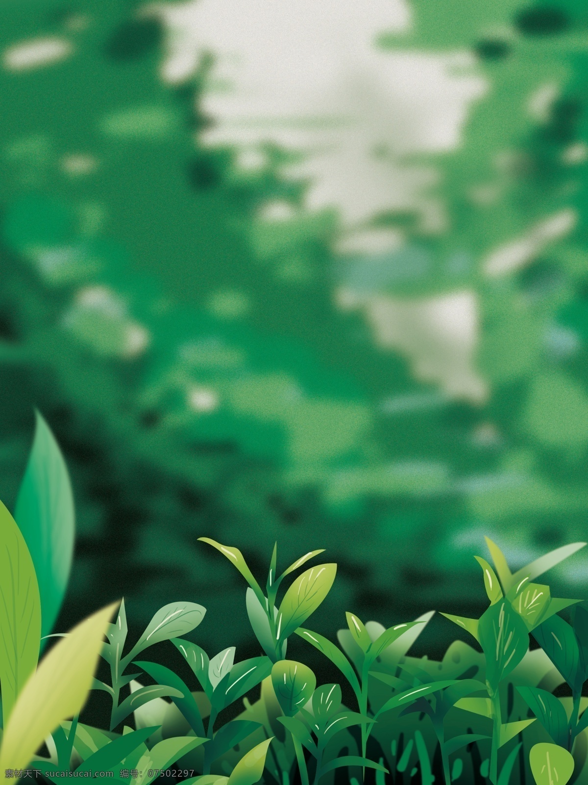 卡通 清新 风 植物 插画 背景 树叶背景 绿色背景 治愈系背景 插画背景 植物背景 唯美 草地背景